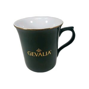Gevalia Coffee Kaffe Mug Dark Green Gold Handle Nice Condition Collectible
